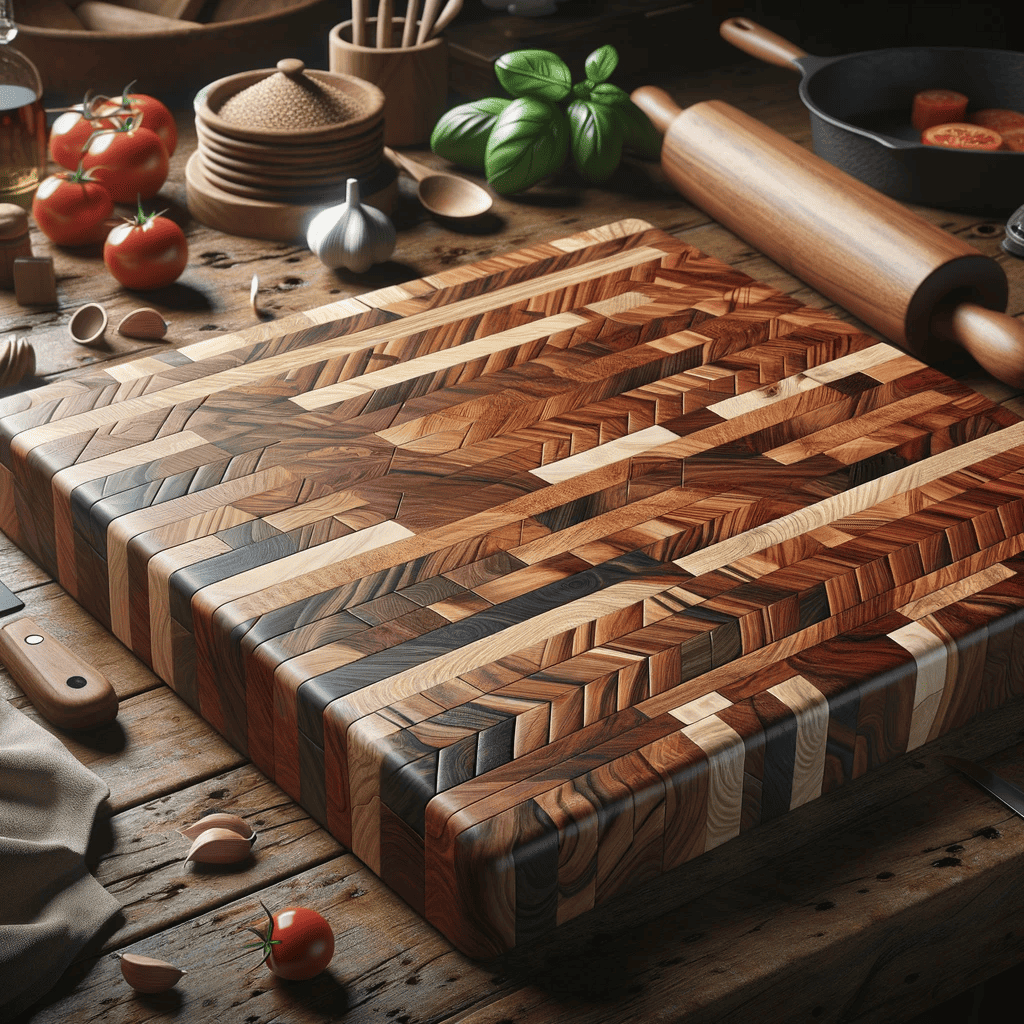 large rectangular butcher block cutting board