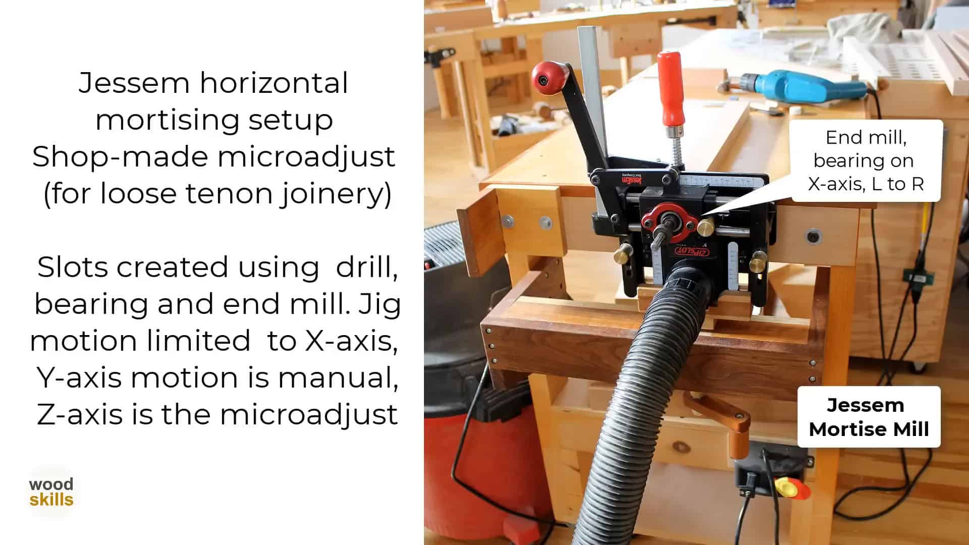 Refurbished horizontal mortiser setup.