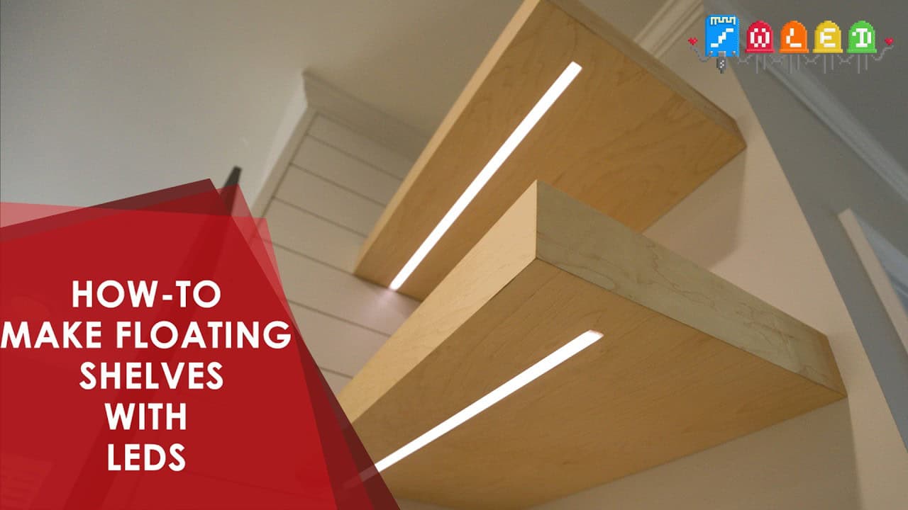 Custom Floating Shelves with LED Lighting