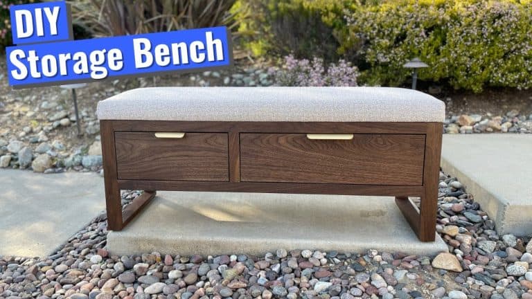 Walnut Entryway Storage Bench with Hidden Drawers