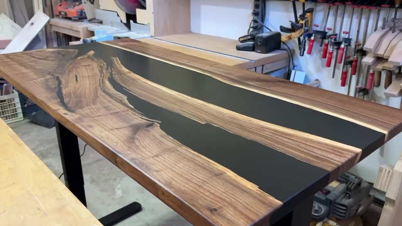 Building an Adjustable Height Desk from a Walnut Slab