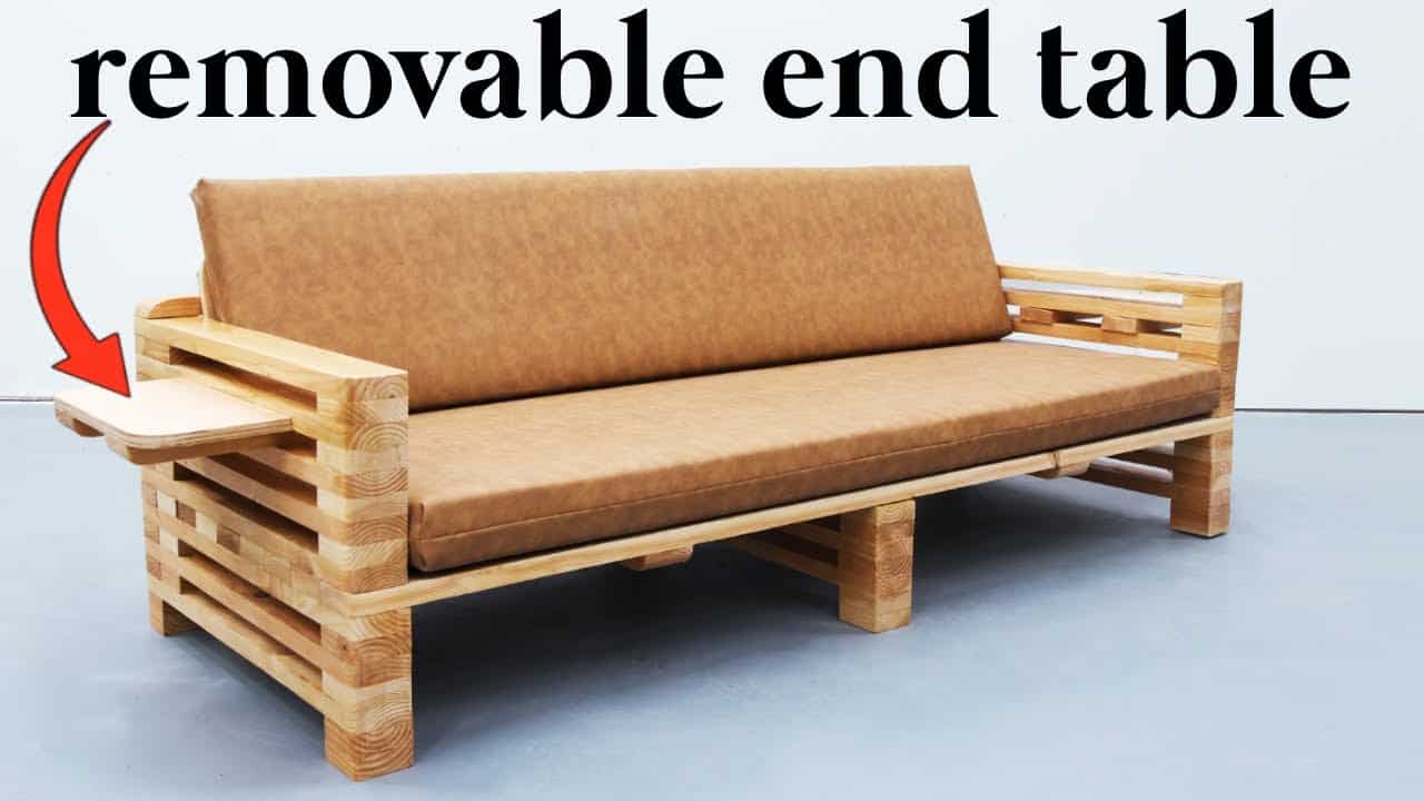 DIY 2×4 Sofa With Removable End Table