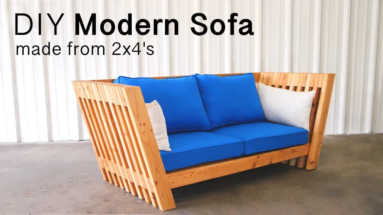Modern Indoor/Outdoor Sofa Made From 2x4s