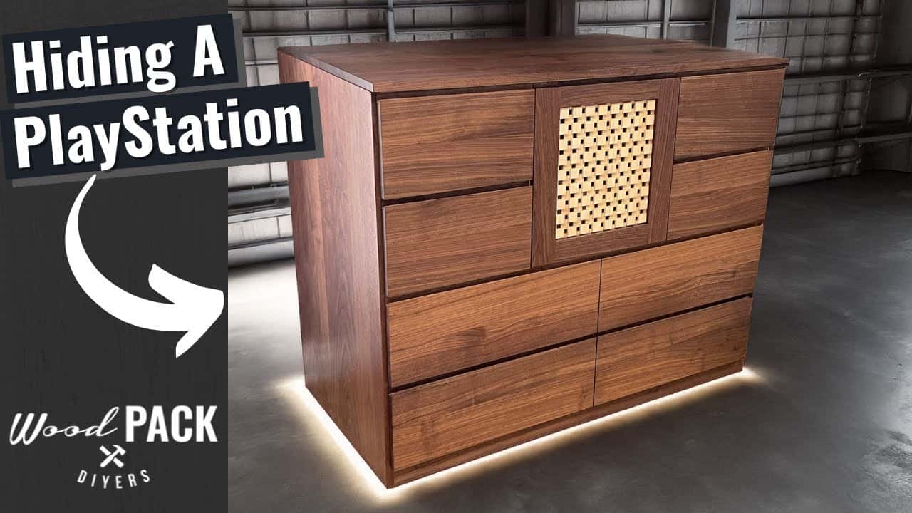 Walnut Dresser with Built-In PlayStation Cabinet