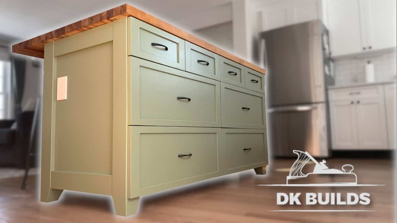 DIY Kitchen Island Workspace with Storage and Power
