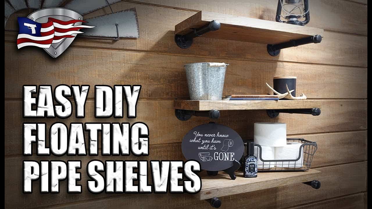 Easy Floating Pipe Shelves with Industrial Farmhouse Style