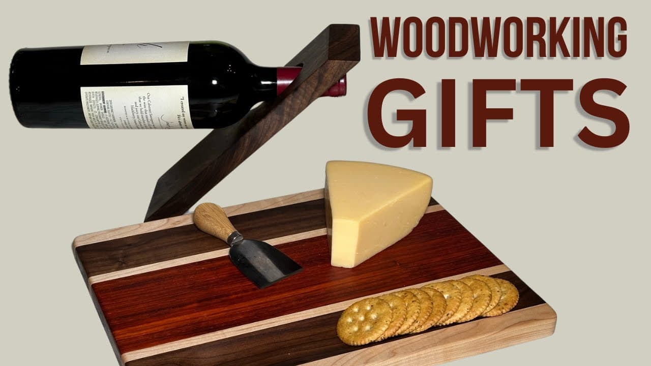 Floating Wine Bottle Holder and Cheese Board Gift Set