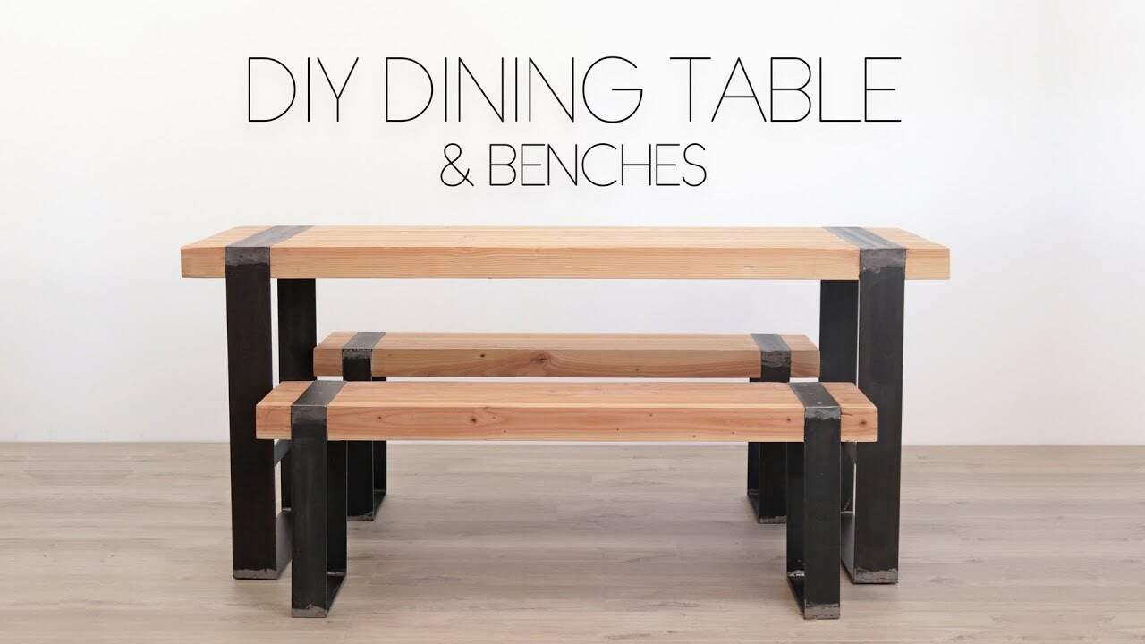 Modern Dining Table with Matching Benches