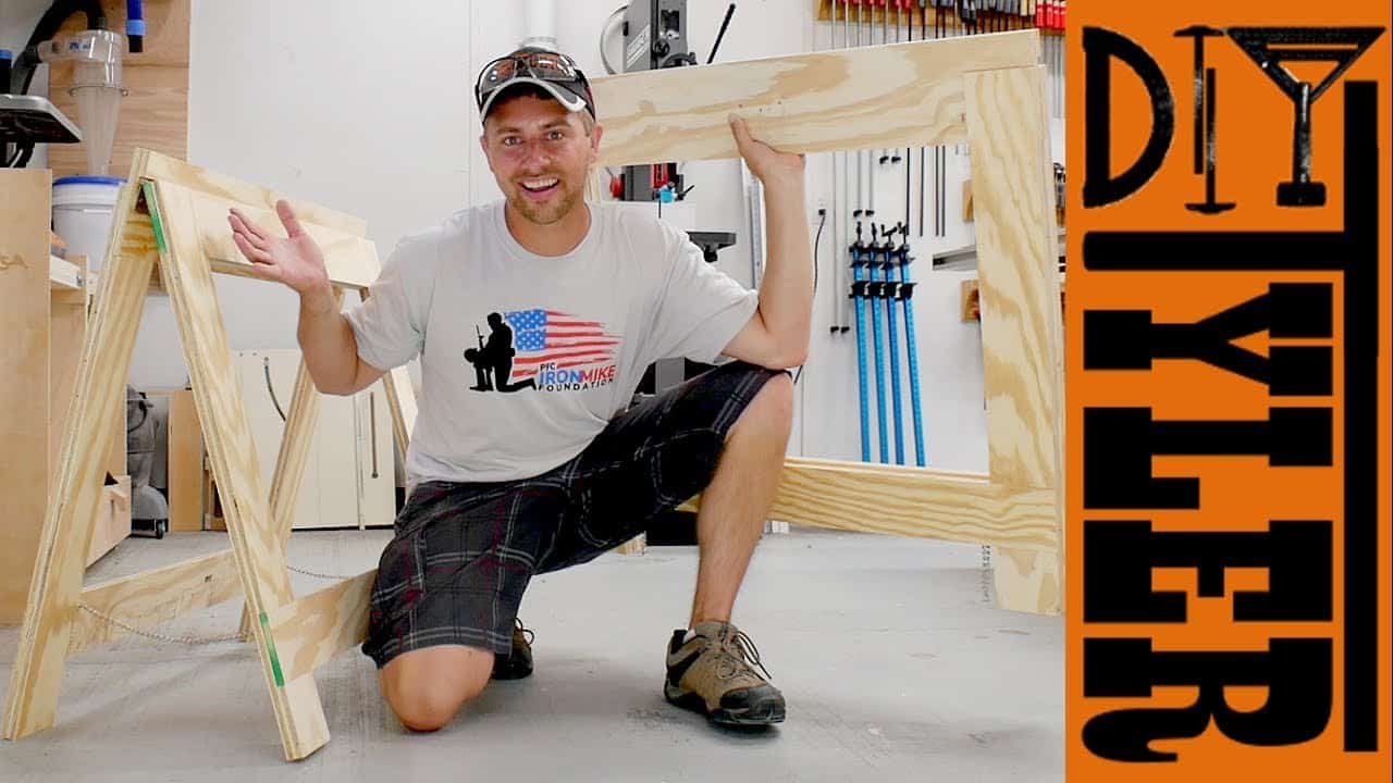 Folding Plywood Sawhorses with a Space-Saving Design