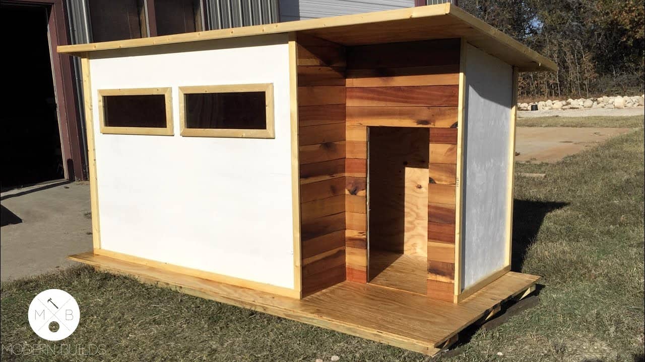 Modern Dog House with Plywood and Pallet Accents