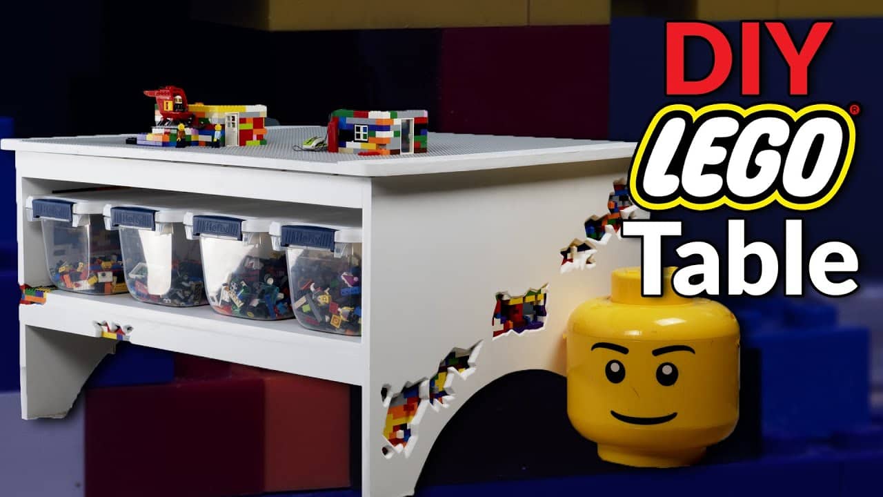 DIY LEGO Table with Hidden Inlays and Flip-Top Design