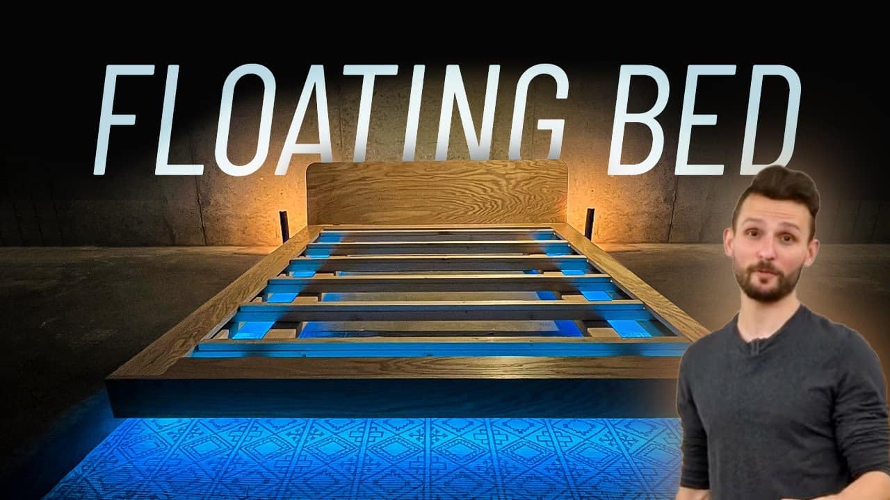 DIY Floating Platform Bed Frame with LED Lighting