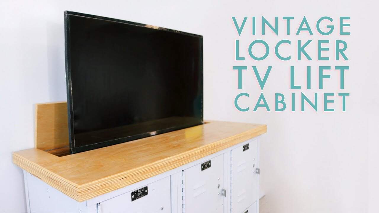 TV Lift Cabinet Made from Vintage Lockers