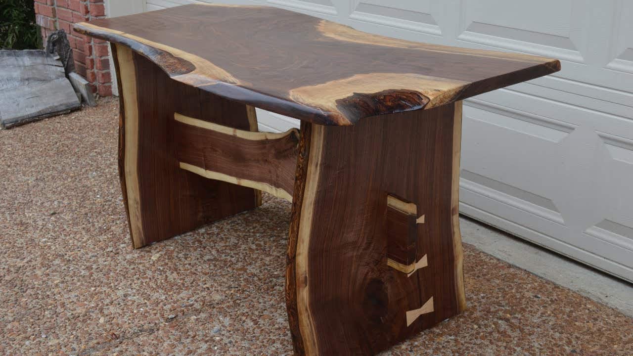 Rustic Walnut Slab Farmhouse Dining Table