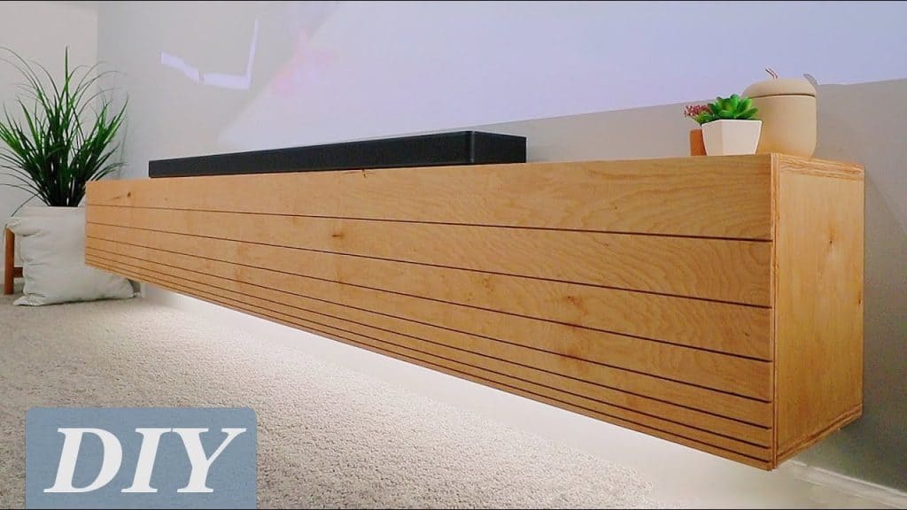 Floating Media Console With Built-In LED Lighting