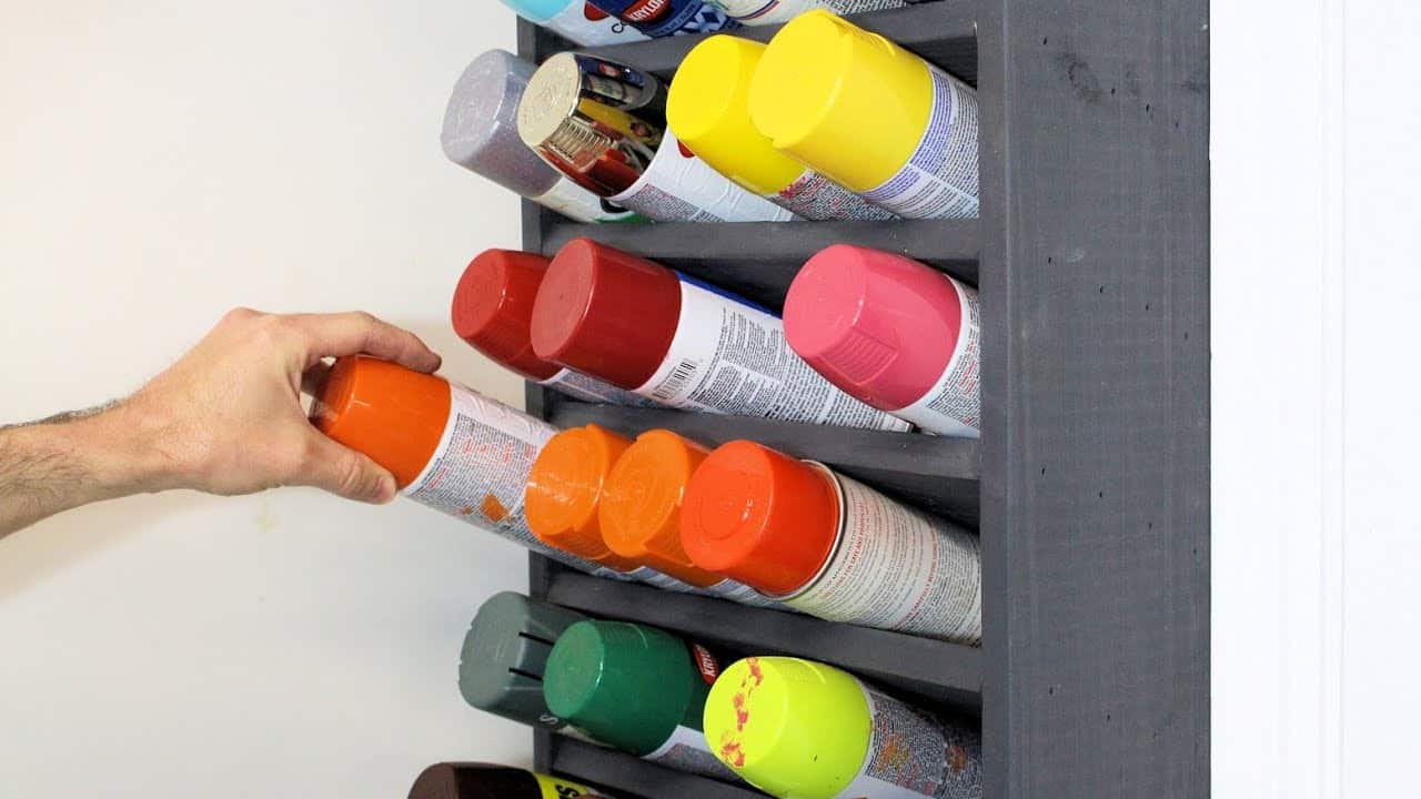Spray Paint Can Holder and Wall Storage Rack