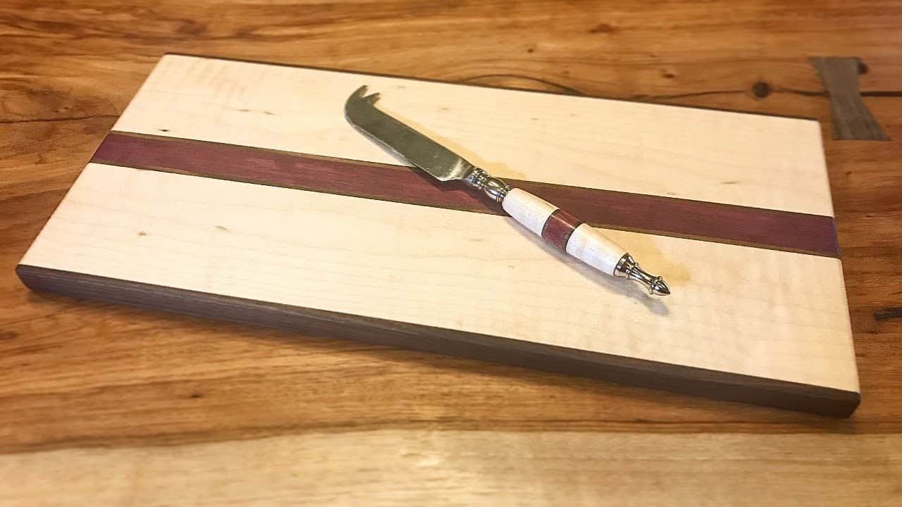 Matching Cutting Board and Cheese Knife from Hardwood Offcuts