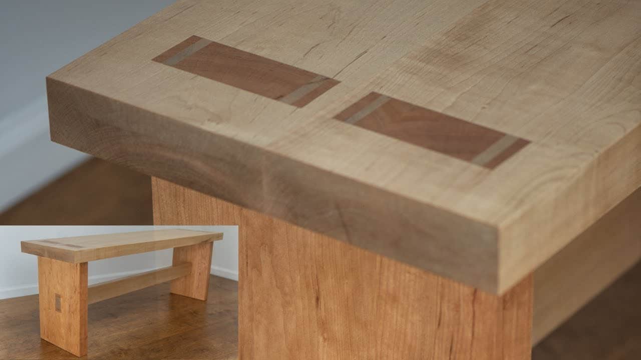 Traditional Wooden Bench with Wedged Mortise and Tenon Joinery