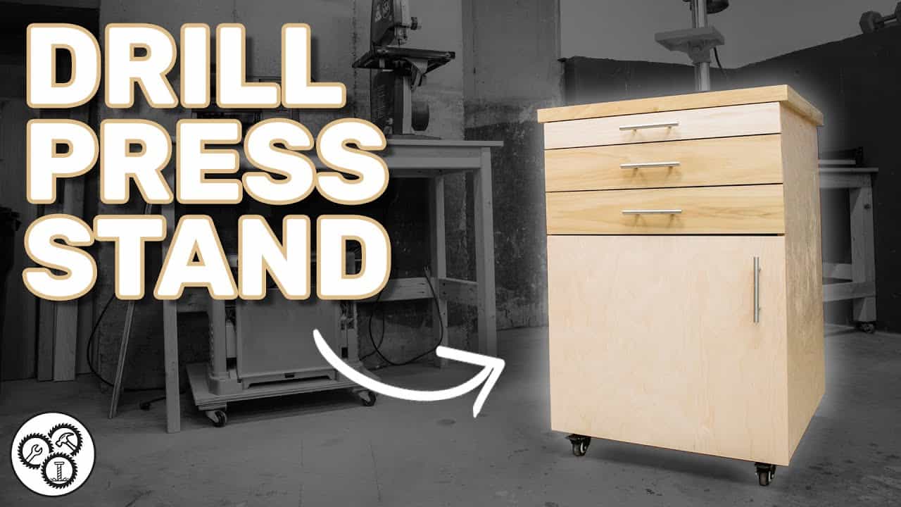 Mobile Drill Press Stand with Drawers and Cabinet Storage