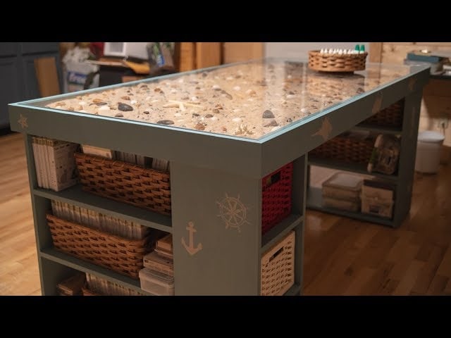 Seascape Craft Table with Shadow Box Top