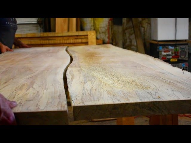 Live Edge Sycamore Table with Hairpin Legs