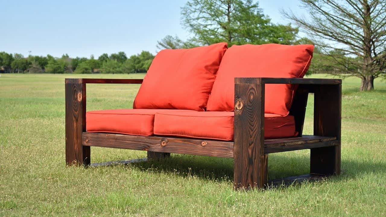 Modern Outdoor Sofa with Shou Sugi Ban Finish