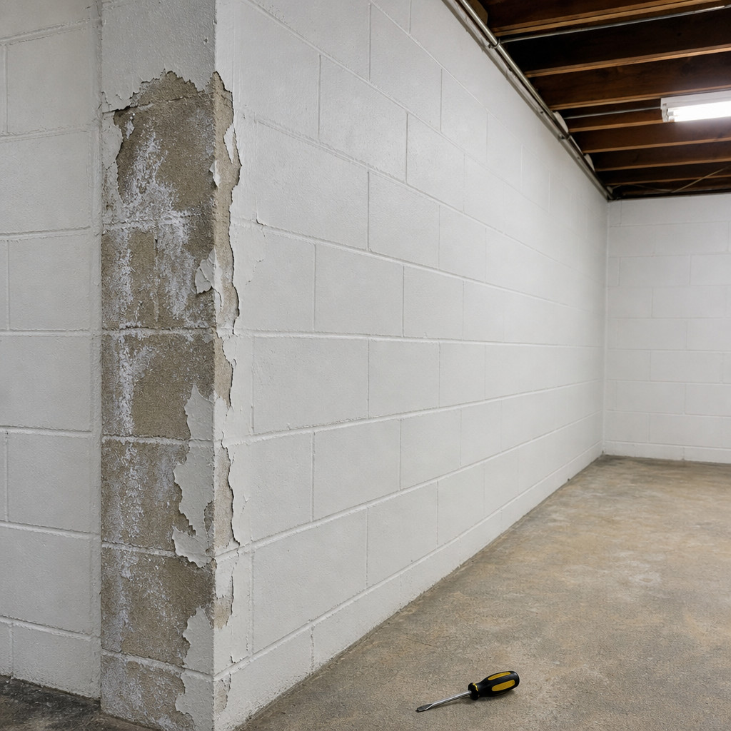 A Freshly Painted Basement Wall