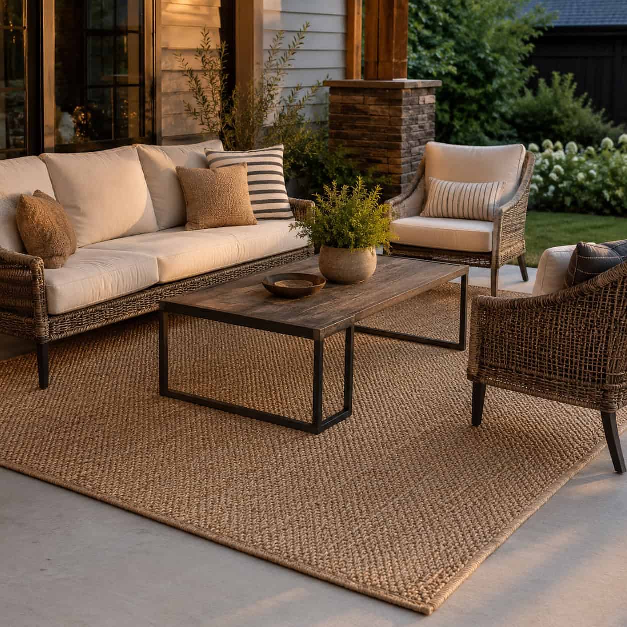 An Outdoor Rug to Anchor the Seating