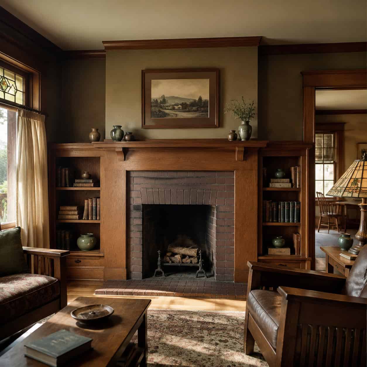 Bookcases Flanking the Fireplace