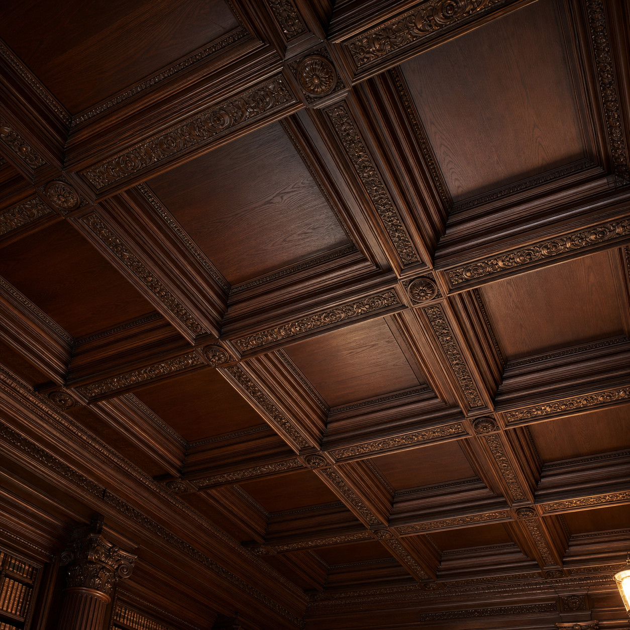 Coffered Wood Ceiling
