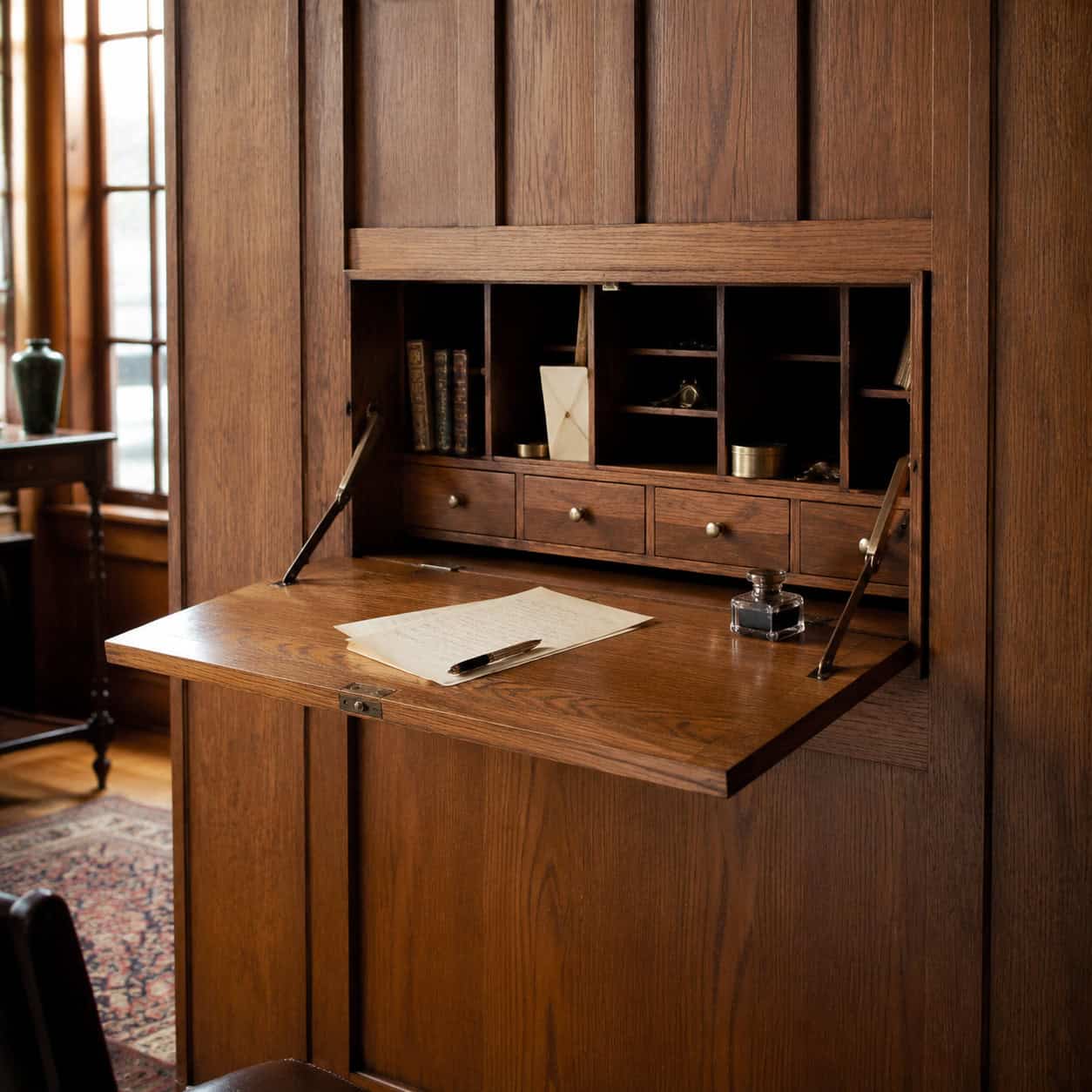 Built-In Drop-Front Writing Desk