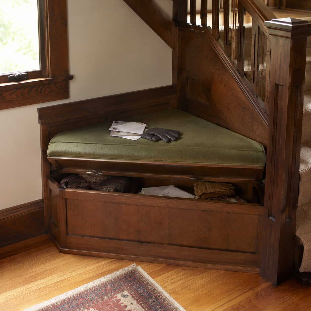 Stair-Landing Bench With Storage
