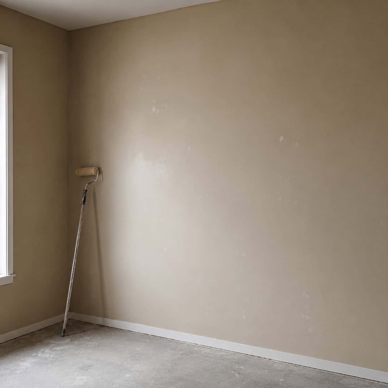 Builder-Beige Flat Paint on Every Wall