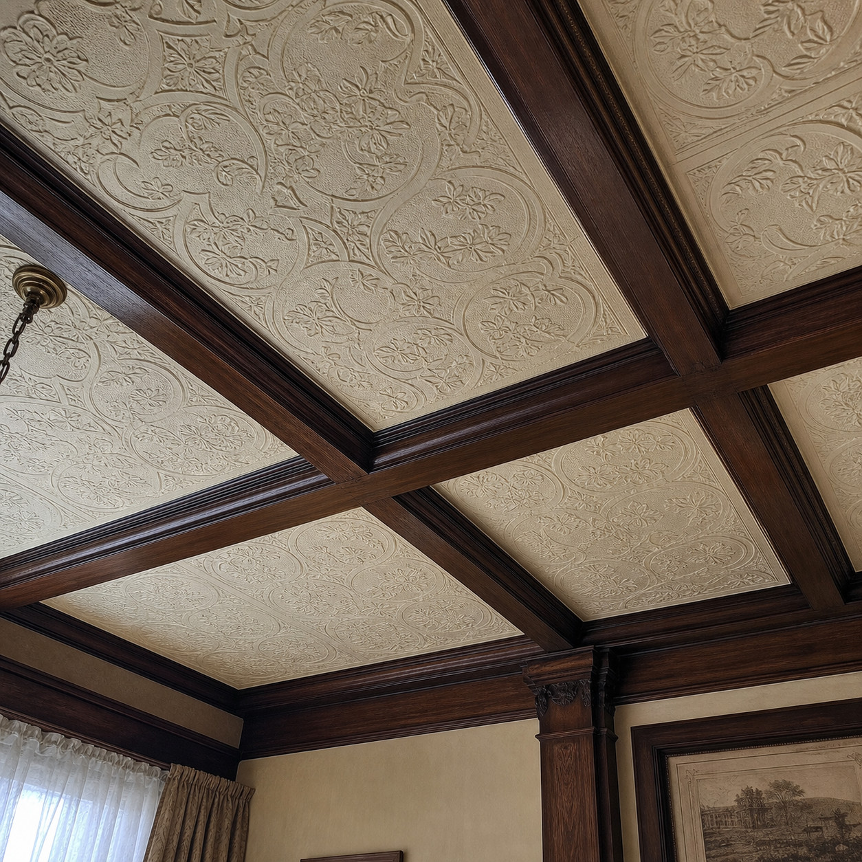 Lincrusta or Anaglypta Embossed Ceiling Covering
