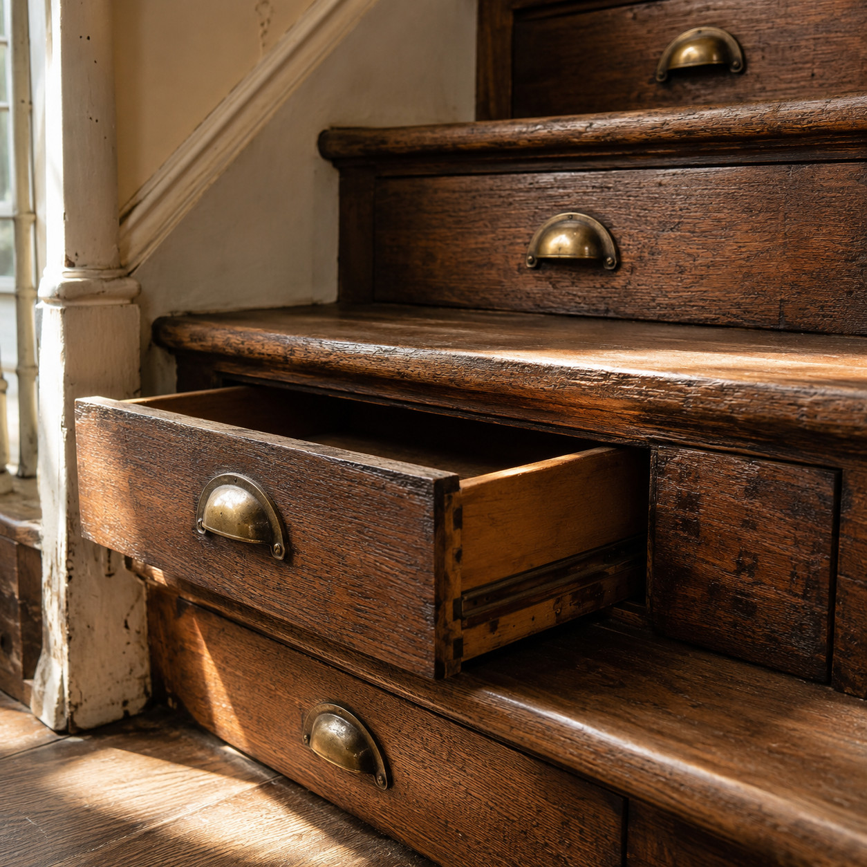 Drawers Built Into the Stair Treads