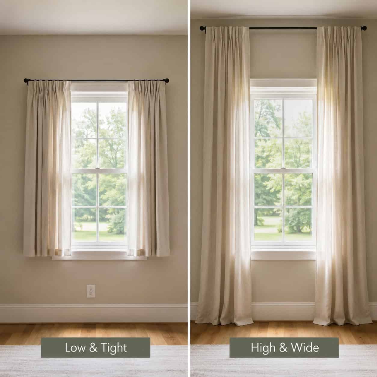 Curtains Hung Too Low and Too Narrow