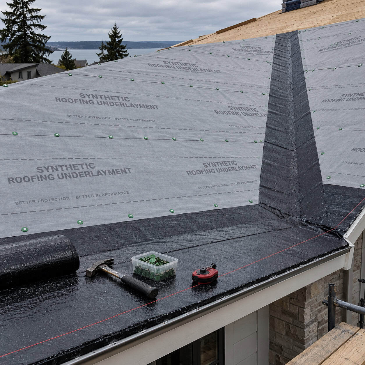 Synthetic Underlayment and Full Ice-and-Water Shield