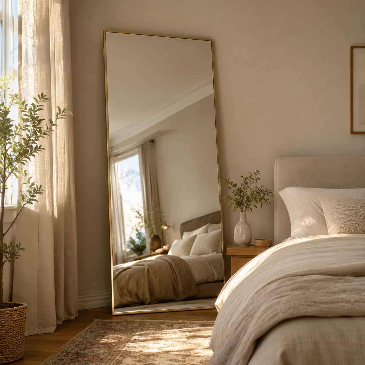 Lean an oversized floor mirror against the wall