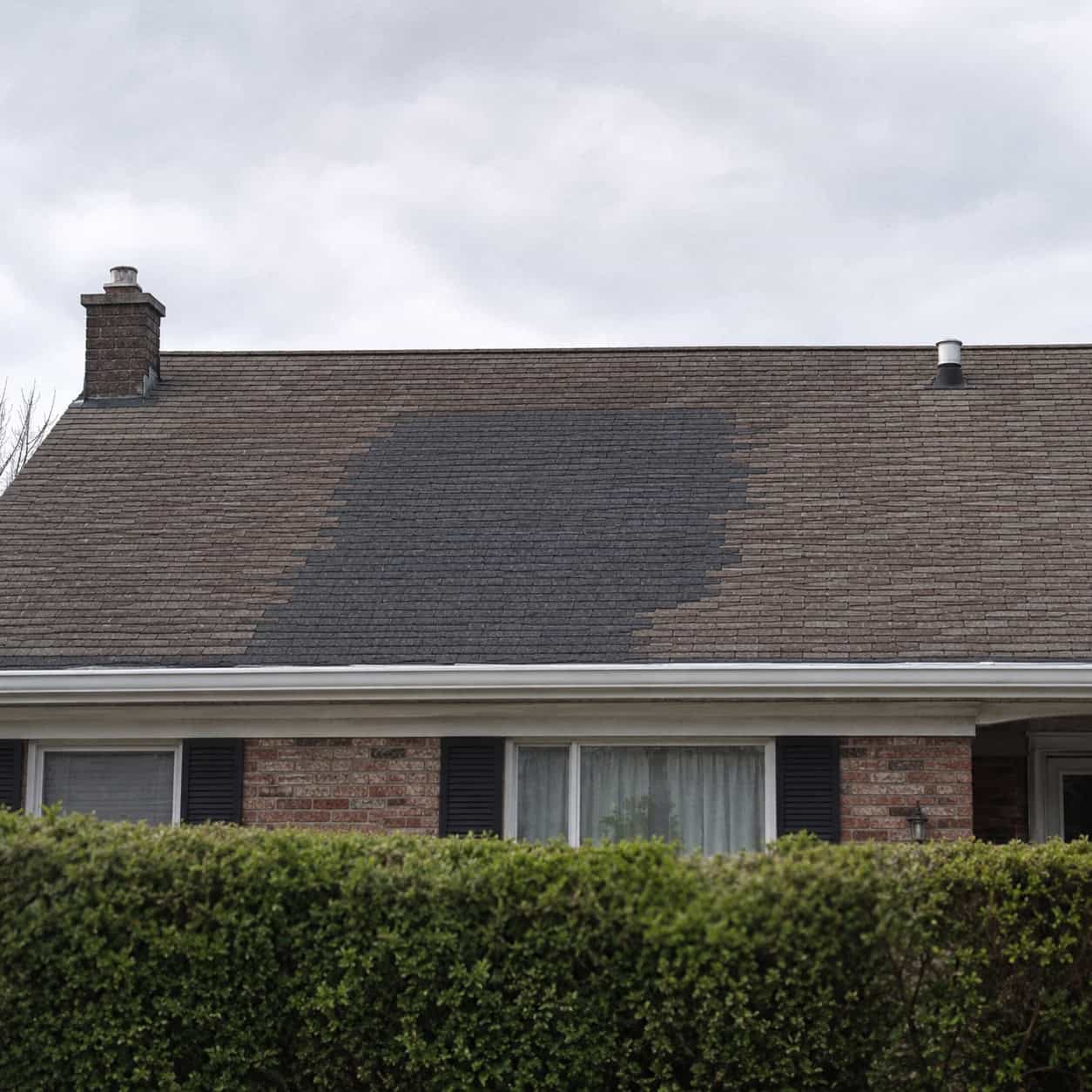 Spray-Painted or Patched Roof Shingles