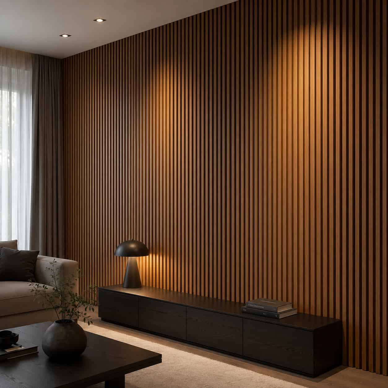 A Fluted or Wood-Slat Accent Wall