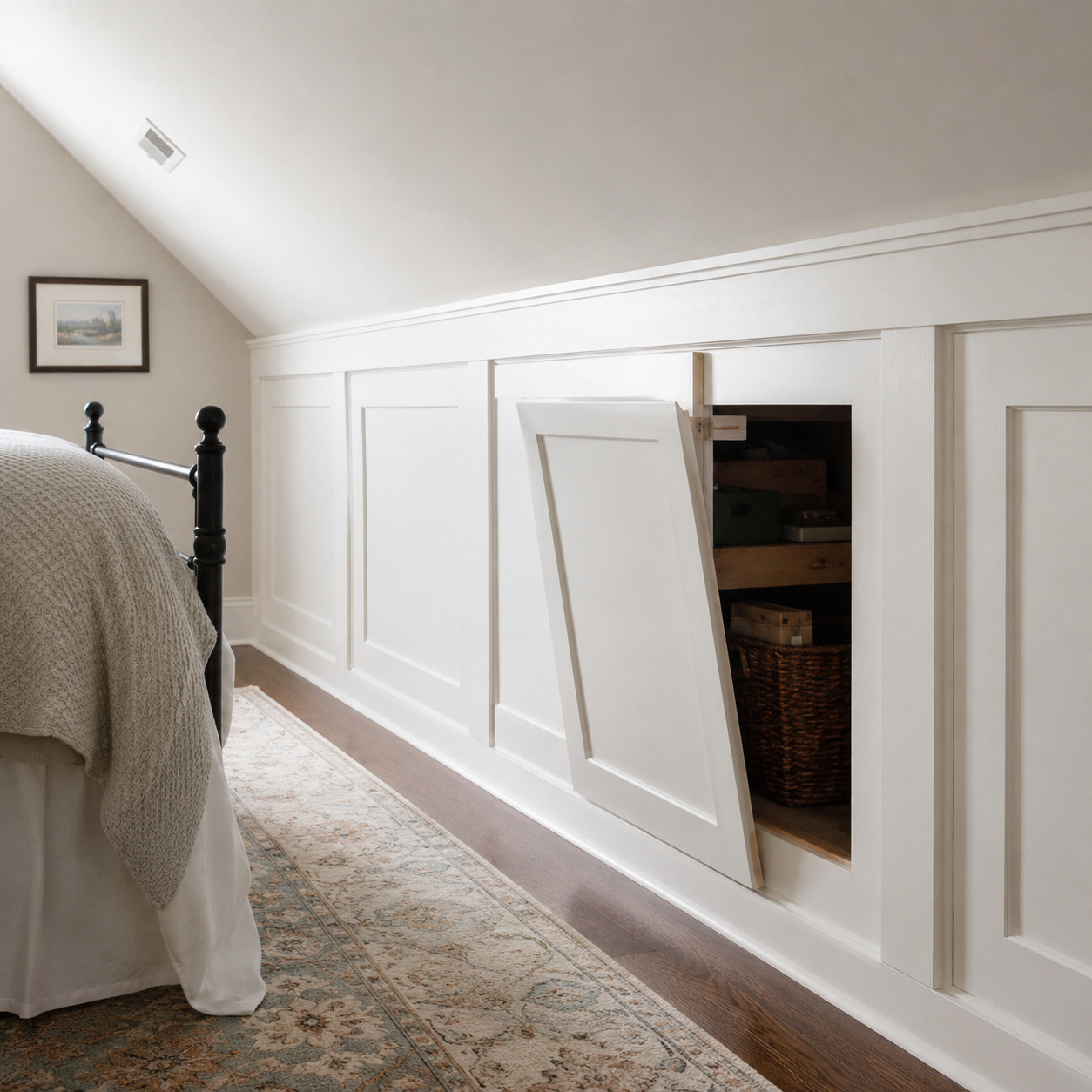 Knee-Wall Doors Hidden in the Wainscot