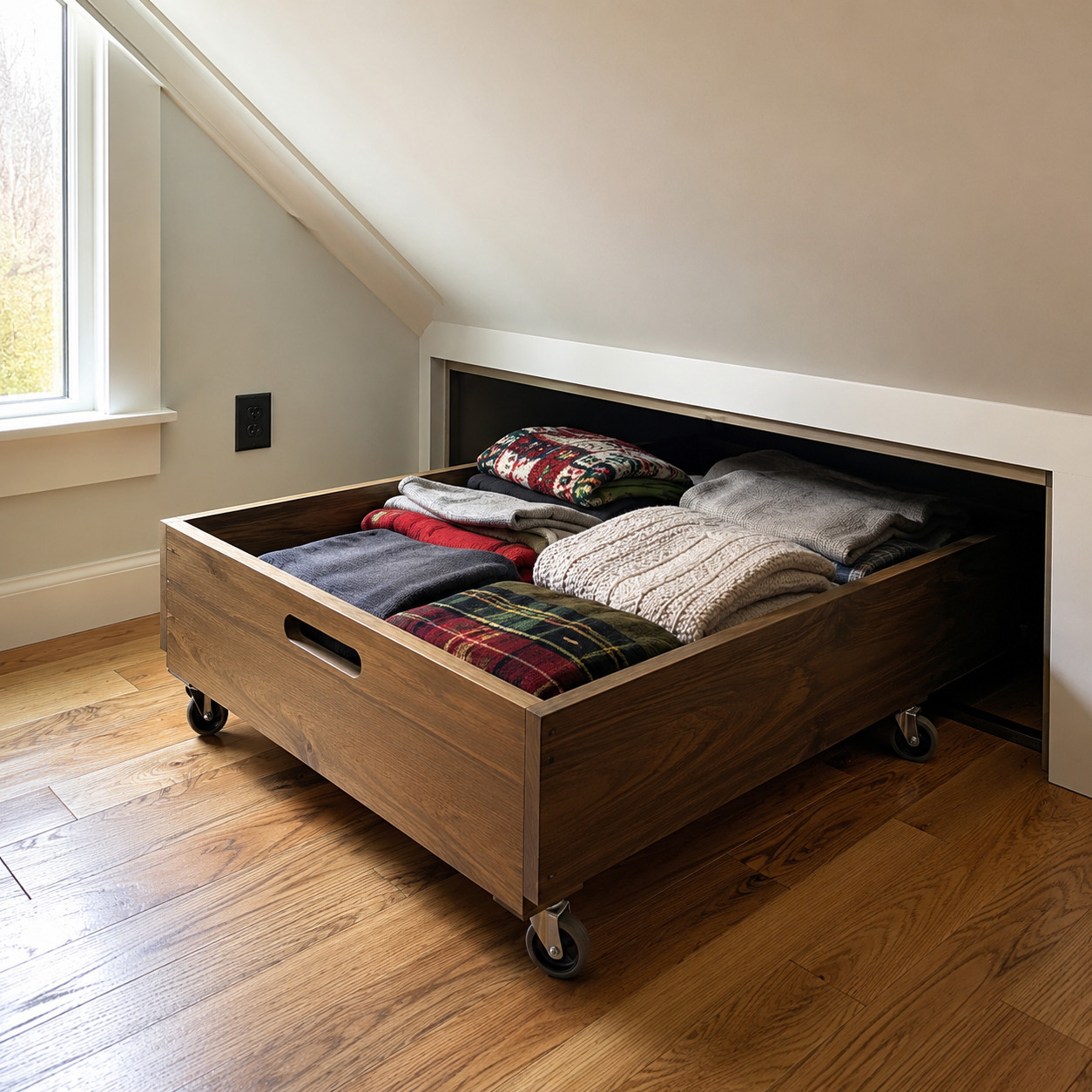 Pull-Out Carts on Casters Under the Eaves