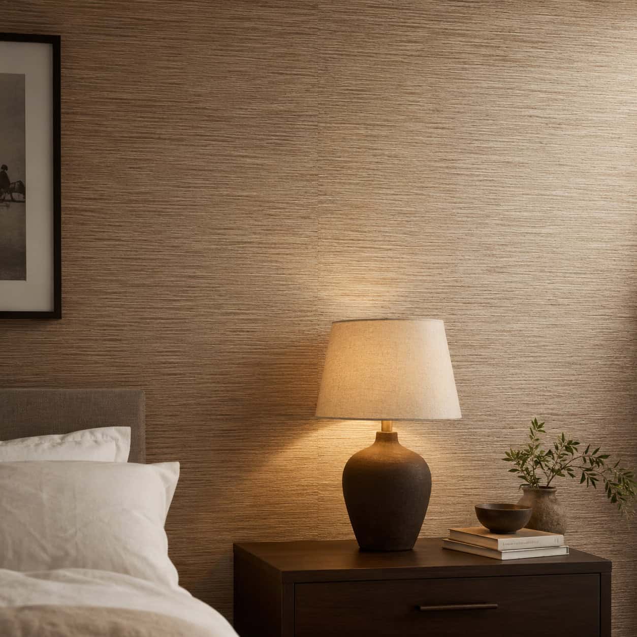Grasscloth or Textured Wallpaper Accent Wall