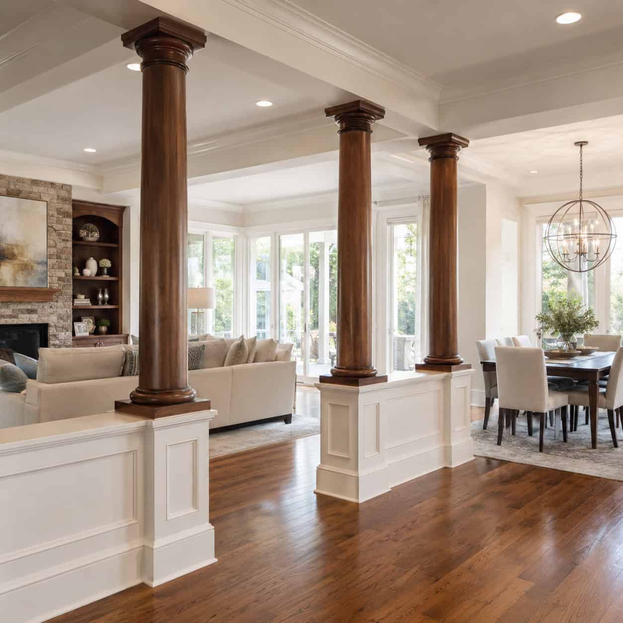 Interior Columns or a Partial-Wall Colonnade