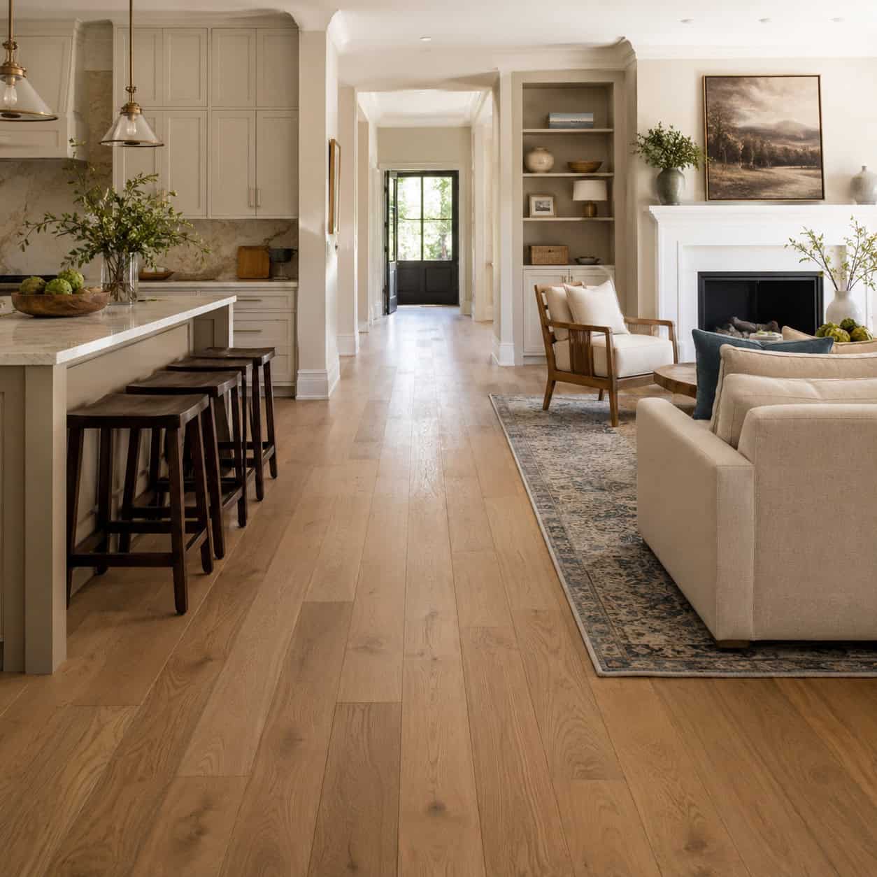 Continuous Flooring Across a Level