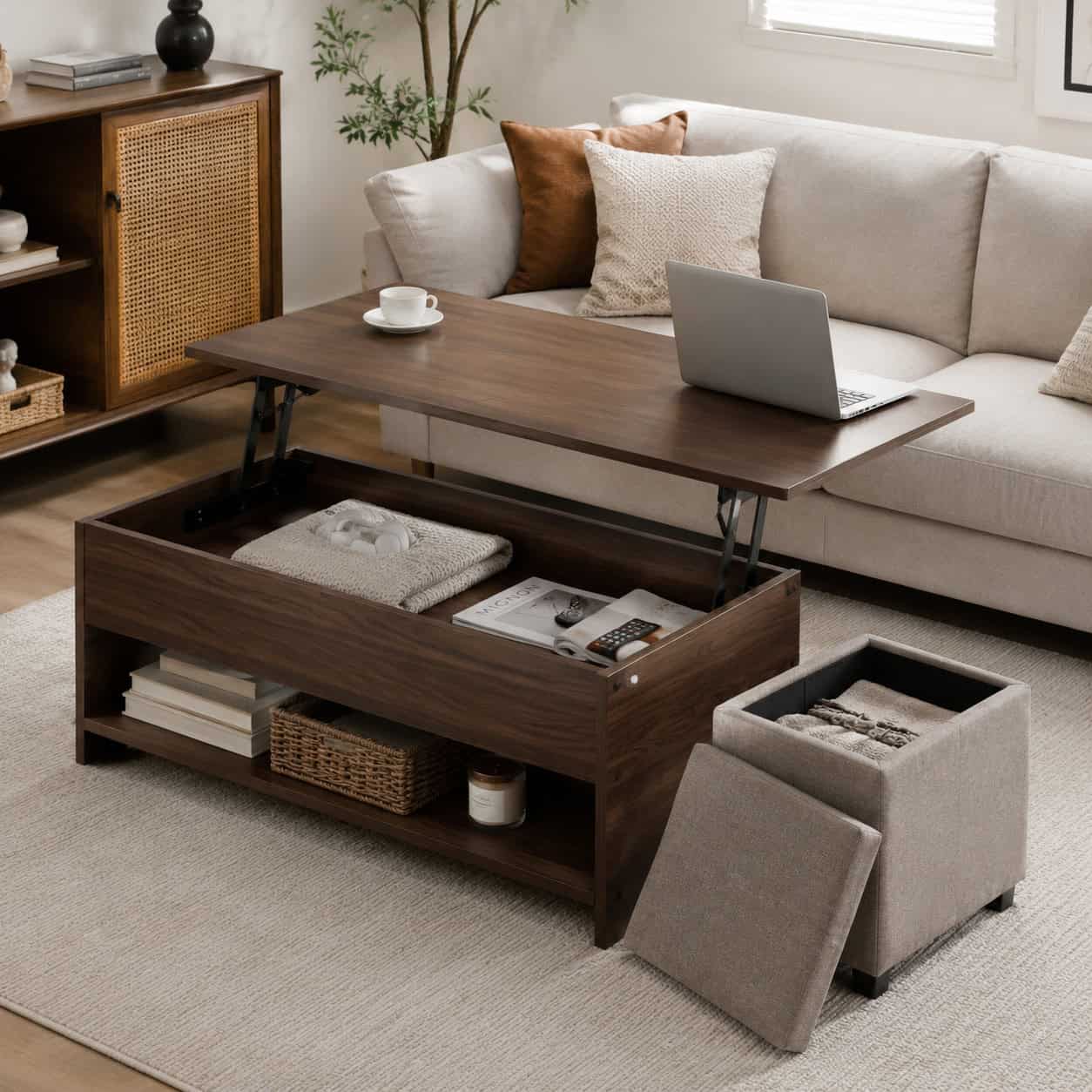 Put multifunctional, hidden-storage furniture to work
