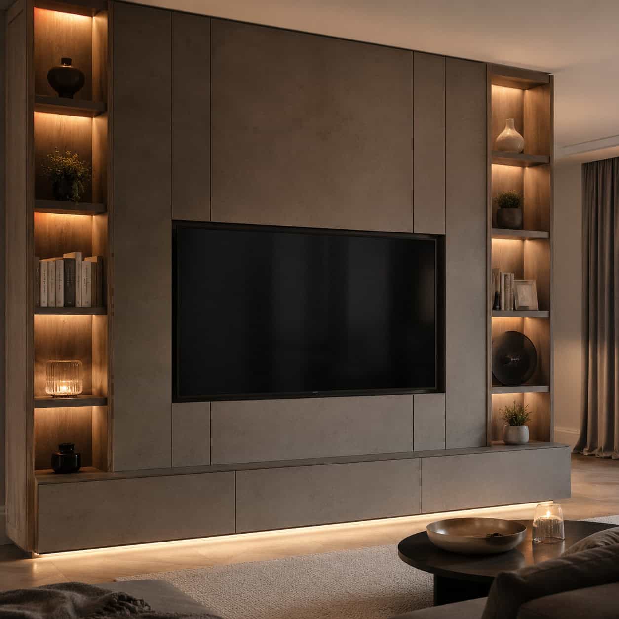 A Custom Media Wall With Concealed Wiring