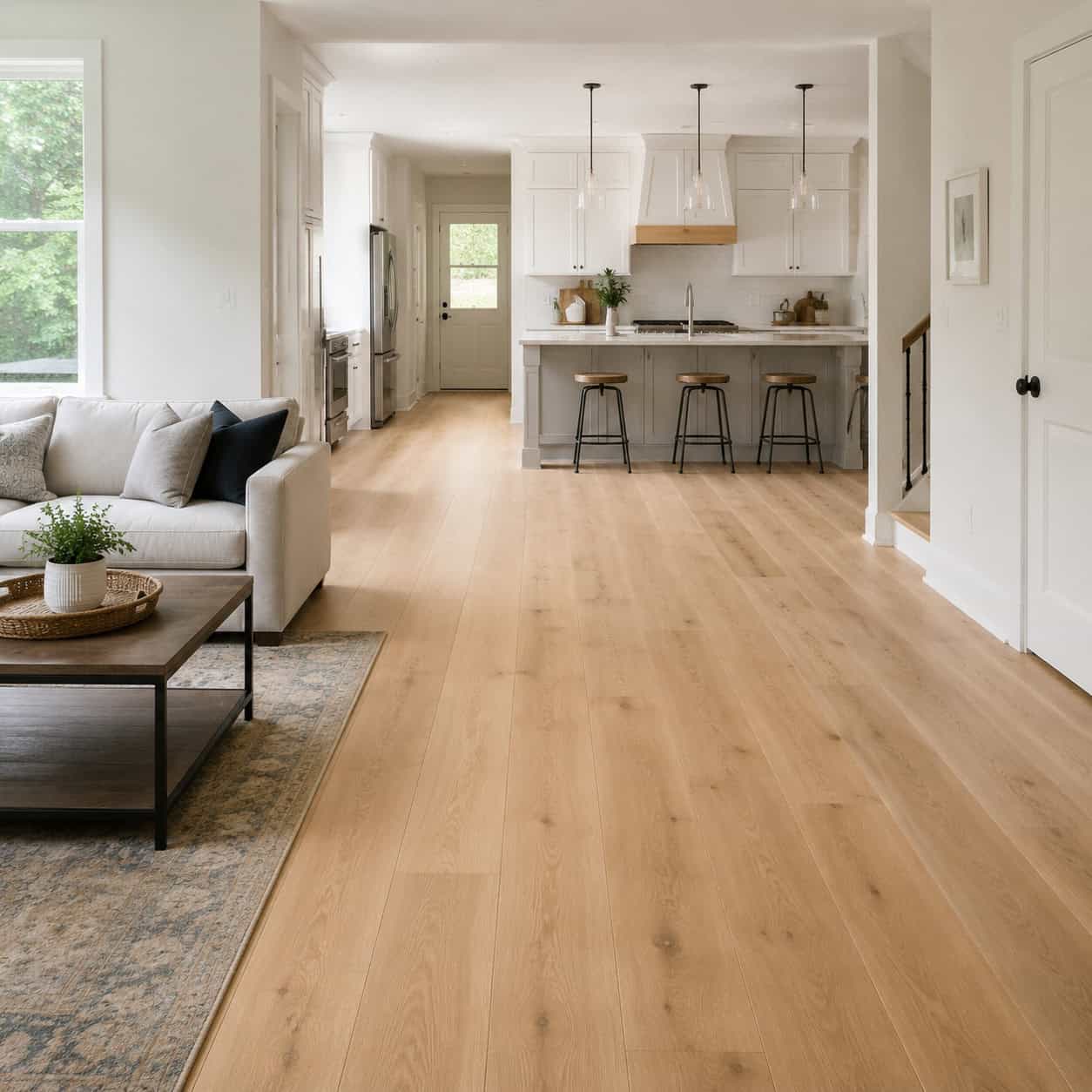 Run the same flooring throughout