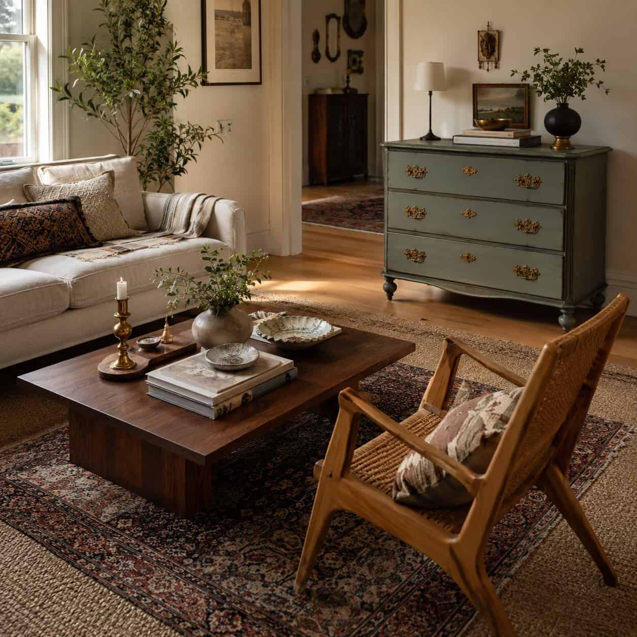 Mixed Wood Tones and Collected Furniture
