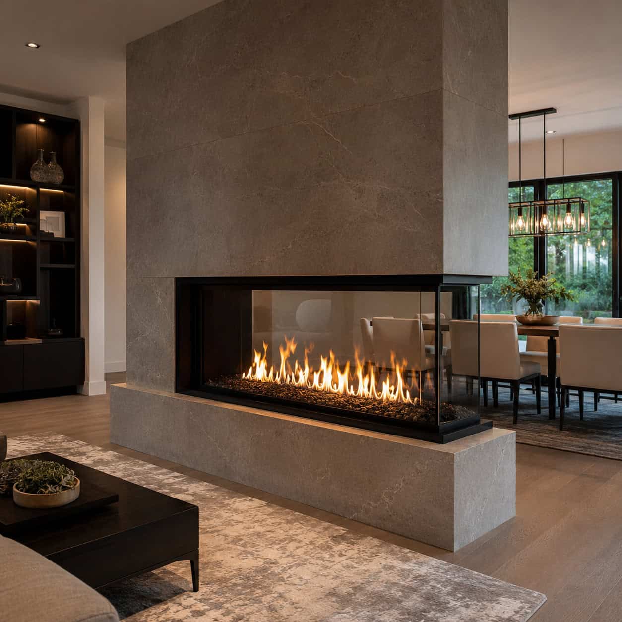 A Double-Sided See-Through Fireplace